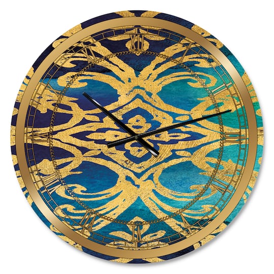 Designart Metallic Glam Indigo Form I Glam Wall Clock